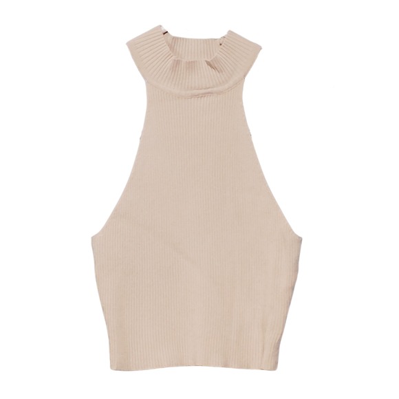 SHEIN Tops - Beige‎ Ribbed Sleeveless Crop Top by Shein Small size 4